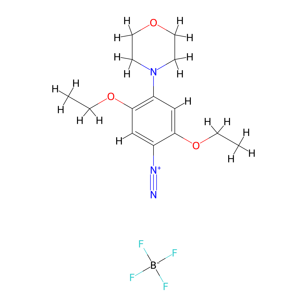 Benzenediazonium, 2,5-diethoxy-4-(4-morpholinyl)-, tetrafluoroborate(1-) (1:1) molecular structure, CAS 6098-53-9
