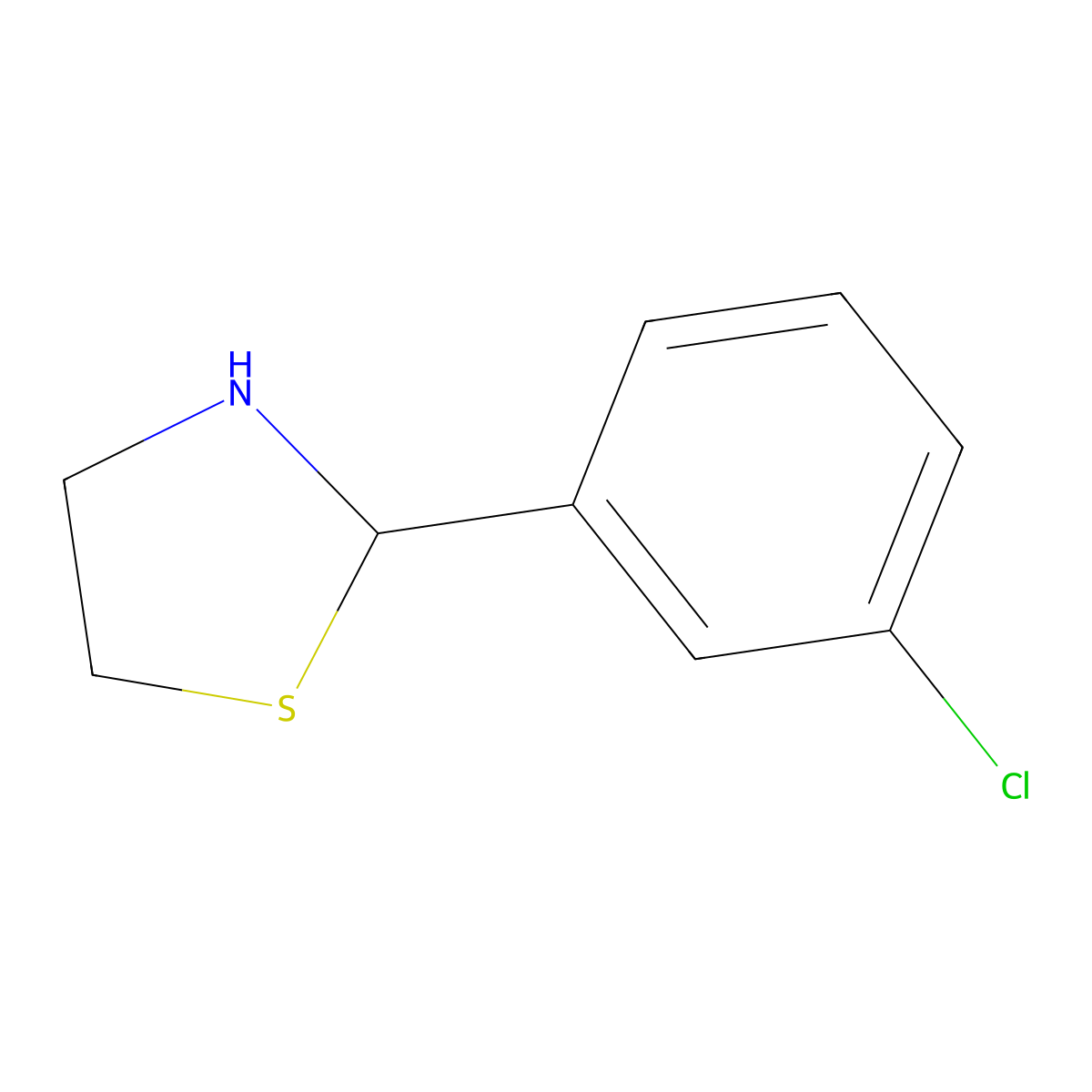 Thiazolidine, 2-(M-chlorophenyl) molecular structure, CAS 60980-82-7