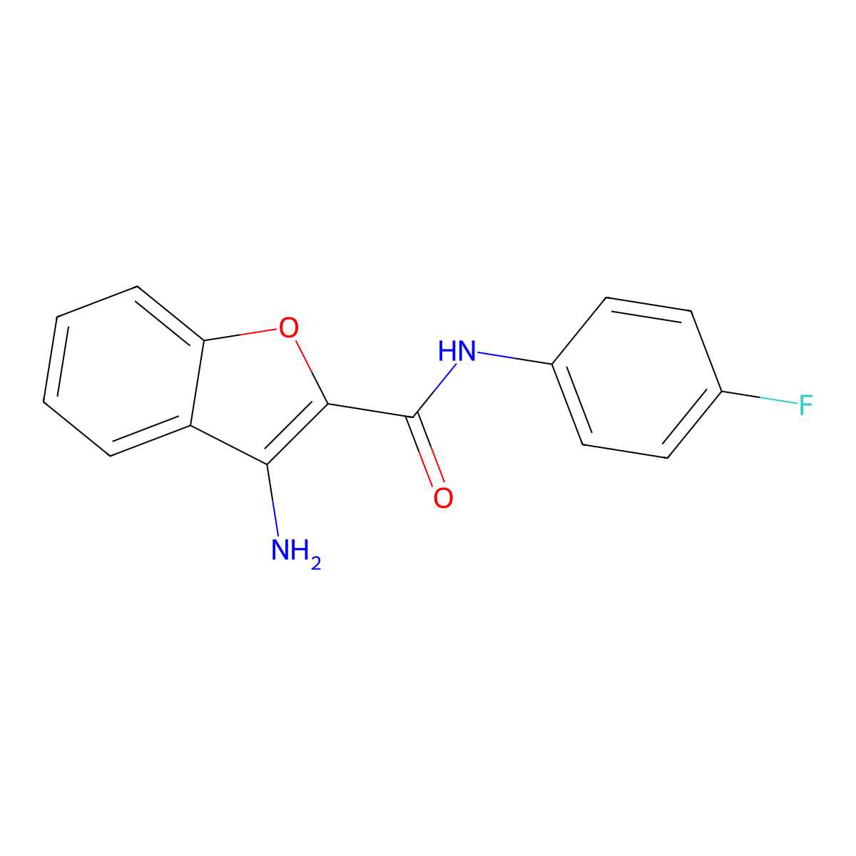 3-amino-N-(4-fluorophenyl)-1-benzofuran-2-carboxamide molecular structure, CAS 609805-02-9
