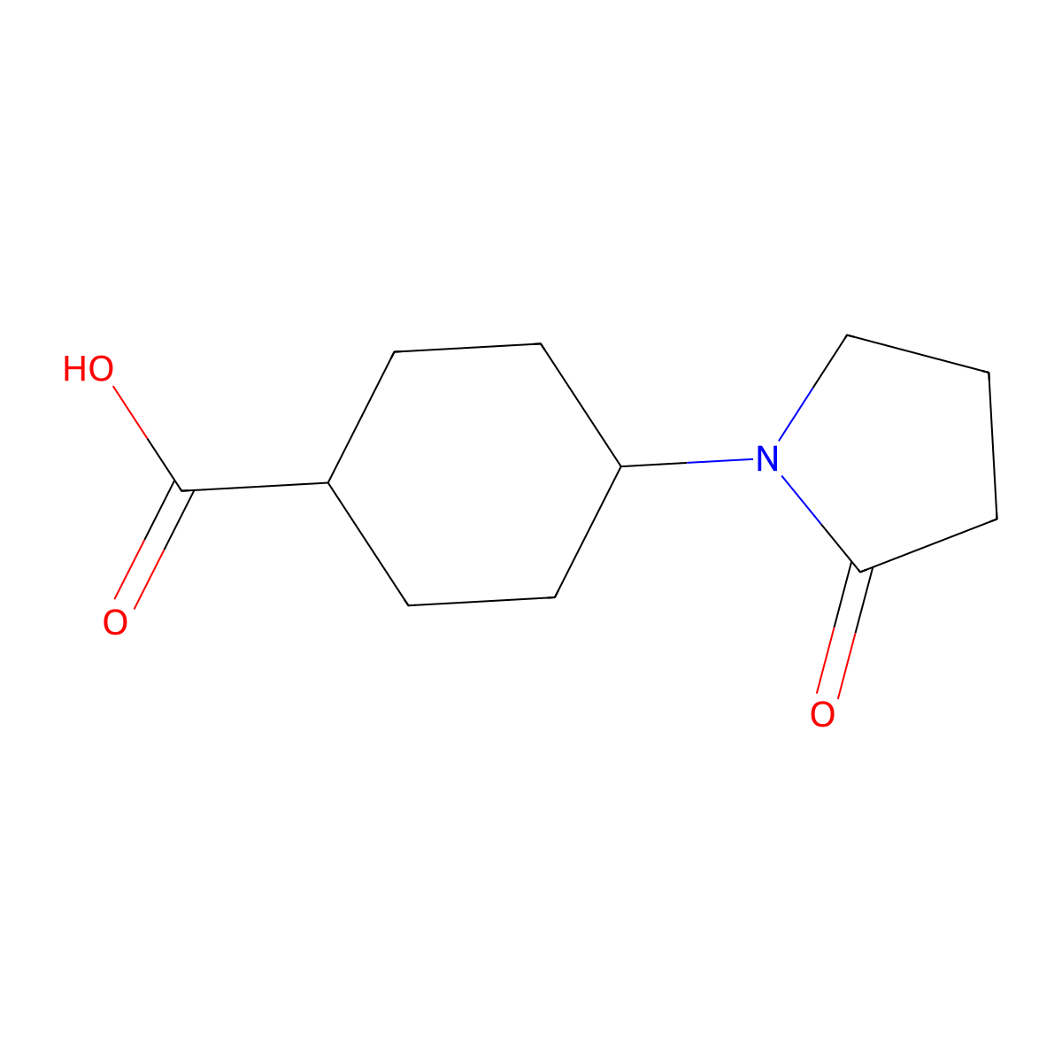 Trans-4-(2-oxo-pyrrolidin-1-yl)cyclohexanecarboxylic acid molecular structure, CAS 609805-36-9