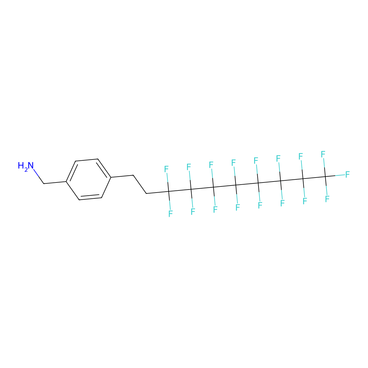 4-(3,3,4,4,5,5,6,6,7,7,8,8,9,9,10,10,10-Heptadecafluorodecyl)benzylamine molecular structure, CAS 609816-23-1