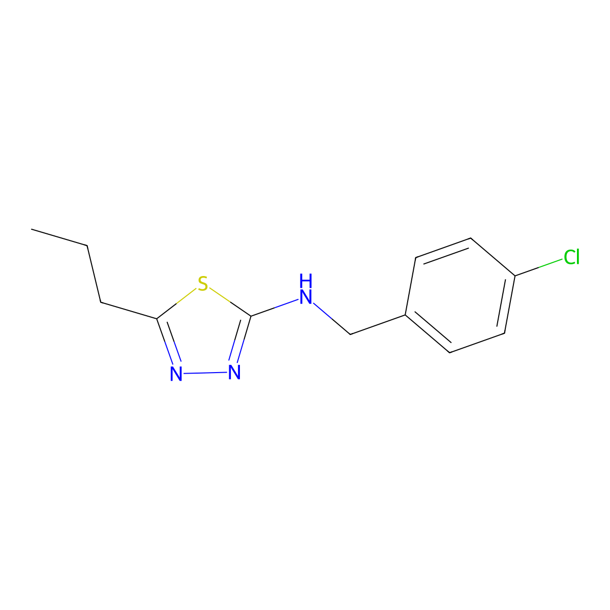 N-(4-chlorobenzyl)-5-propyl-1,3,4-thiadiazol-2-amine molecular structure, CAS 609823-03-2