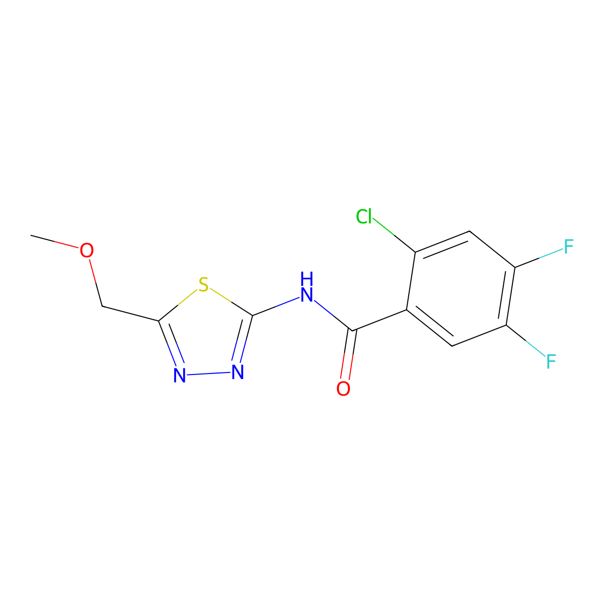 2-chloro-4,5-difluoro-N-[5-(methoxymethyl)-1,3,4-thiadiazol-2-yl]benzamide molecular structure, CAS 609823-18-9