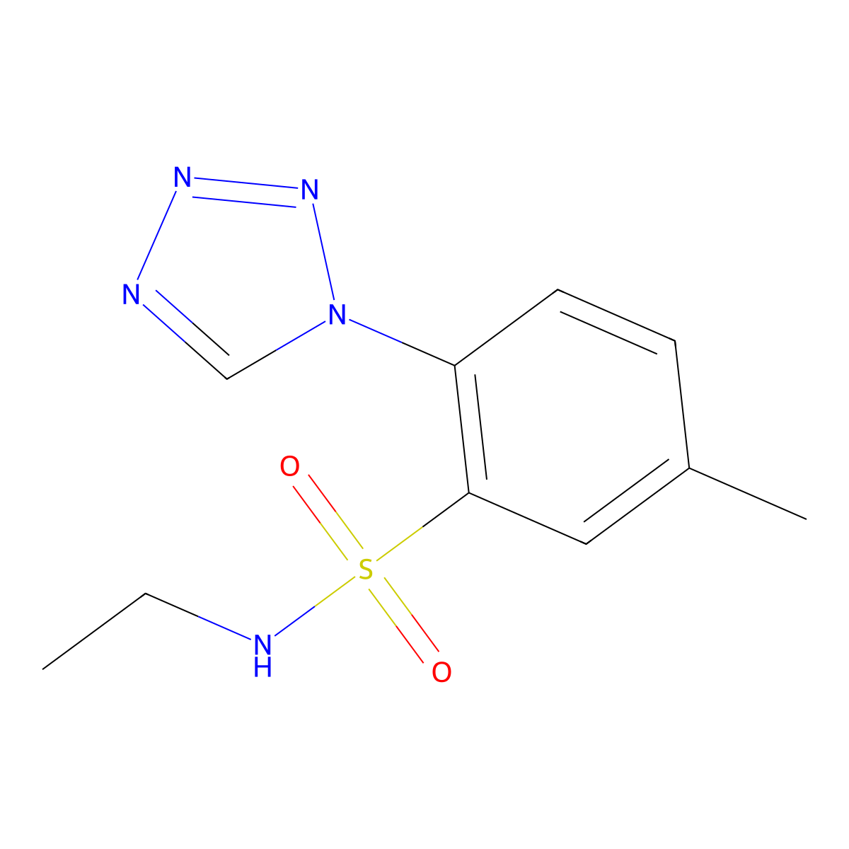 N-ethyl-5-methyl-2-(tetrazol-1-yl)benzenesulfonamide molecular structure, CAS 609823-19-0