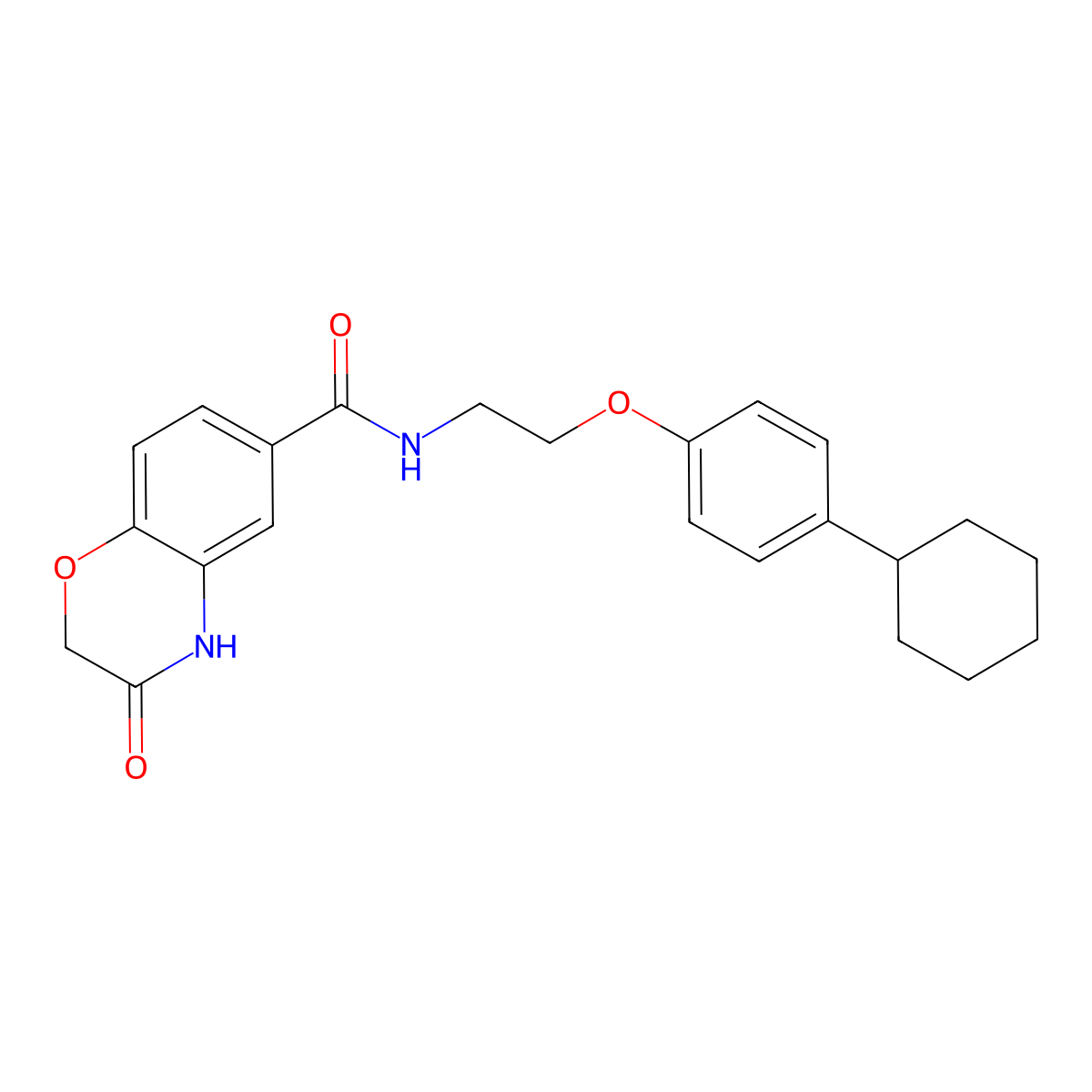 N-[2-(4-cyclohexylphenoxy)ethyl]-3-oxo-4H-1,4-benzoxazine-6-carboxamide molecular structure, CAS 609823-22-5
