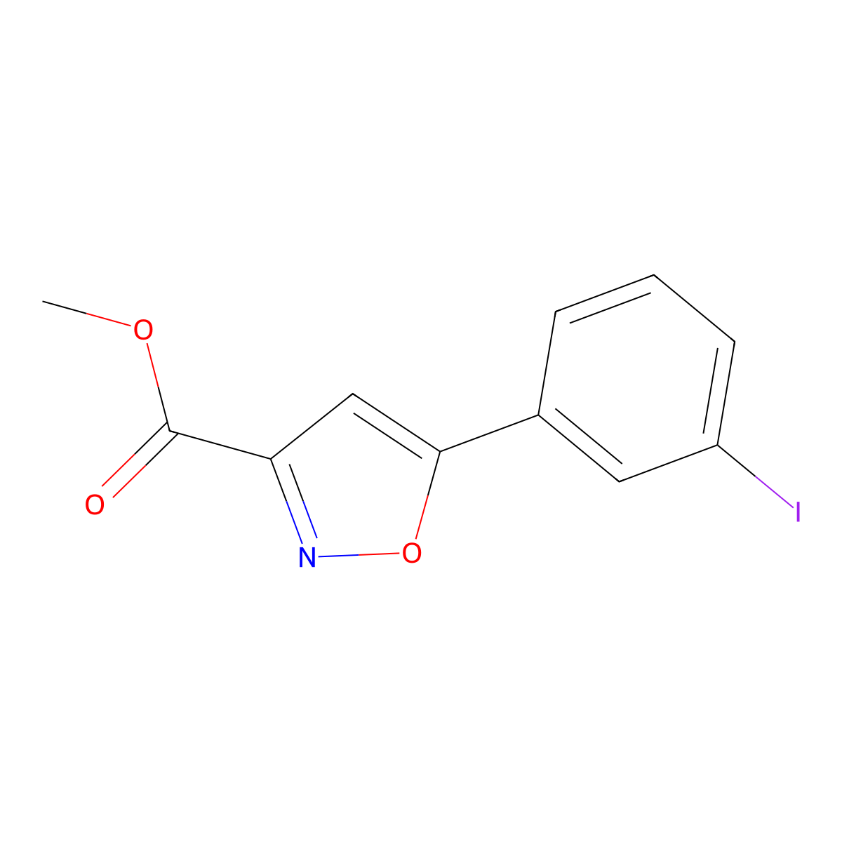 Methyl 5-(3-iodophenyl)isoxazole-3-carboxylate molecular structure, CAS 609848-44-4