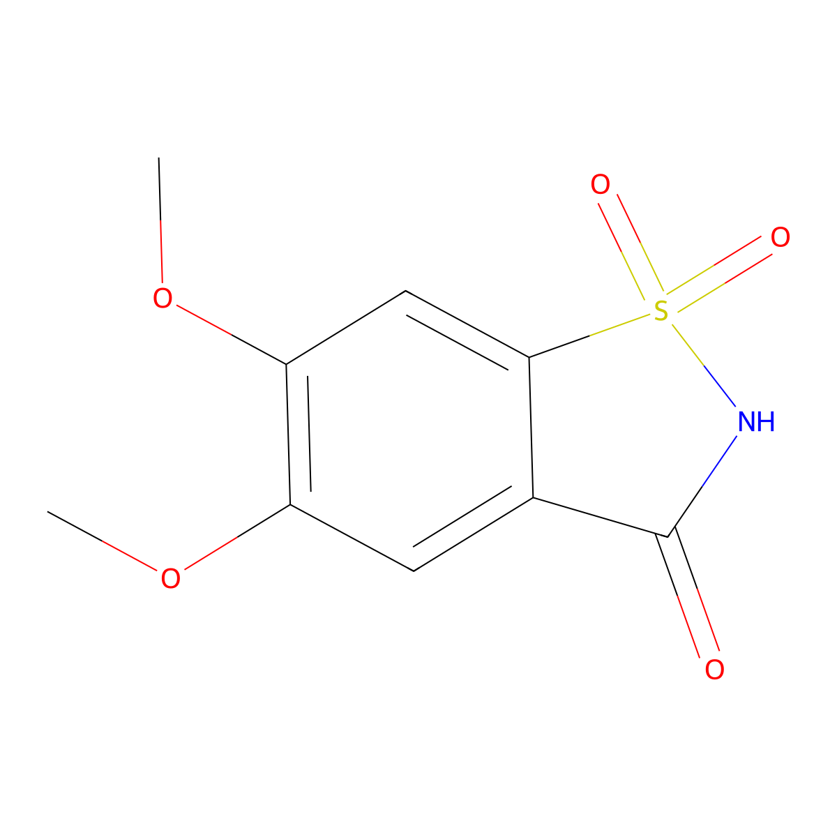 1,2-Benzisothiazol-3(2H)-one, 5,6-dimethoxy-, 1,1-dioxide molecular structure, CAS 60987-22-6