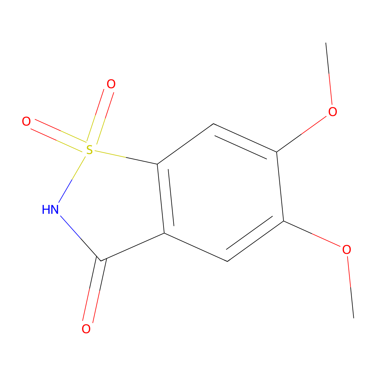 1,2-Benzisothiazol-3(2H)-one, 5,6-dimethoxy-, 1,1-dioxide molecular structure, CAS 60987-22-6