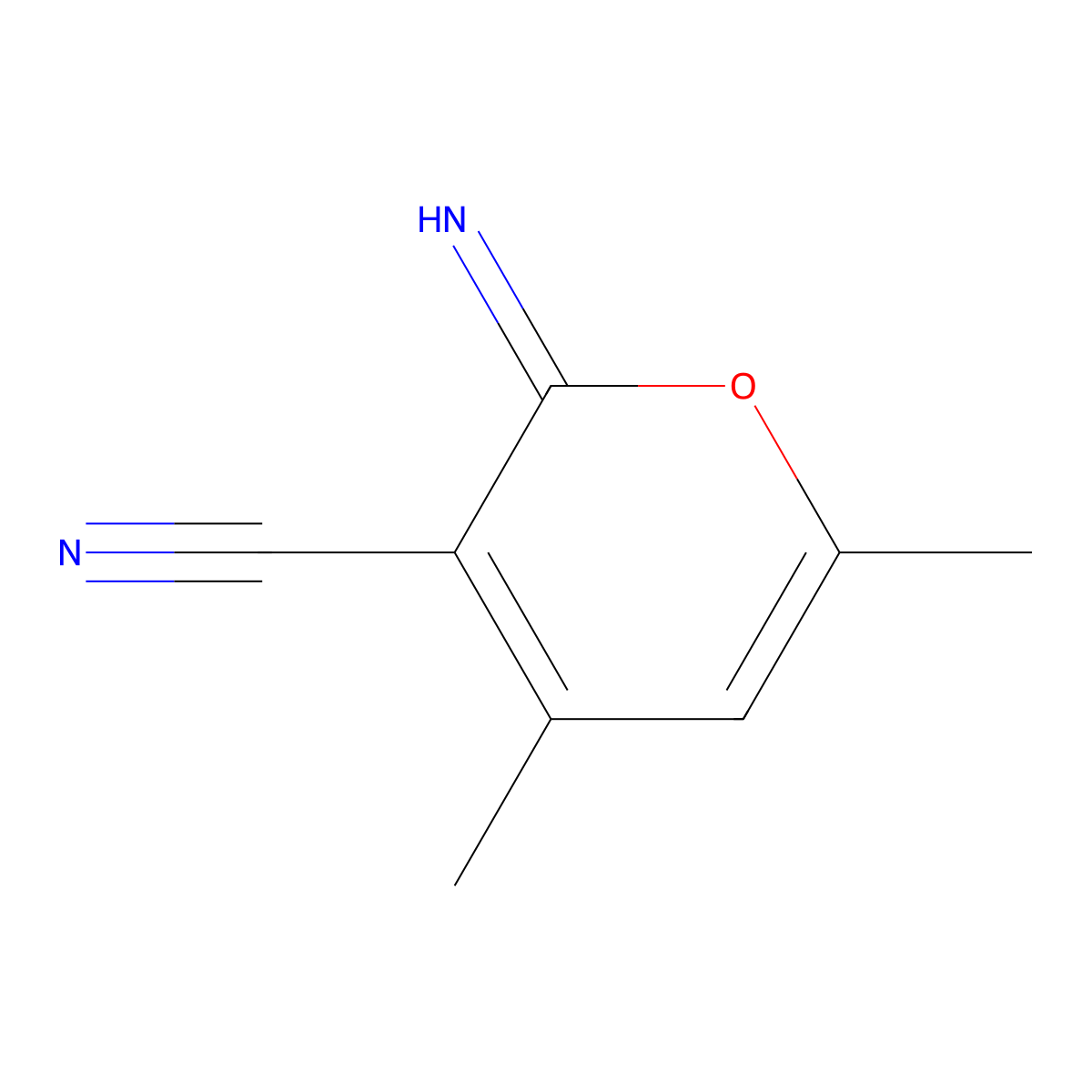 2-Imino-4,6-dimethyl-2H-pyran-3-carbonitrile molecular structure, CAS 60989-51-7