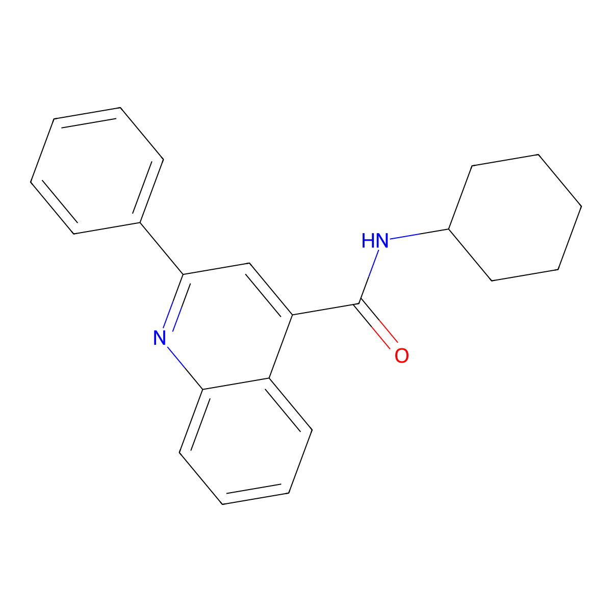 N-cyclohexyl-2-phenylquinoline-4-carboxamide molecular structure, CAS 60996-89-6