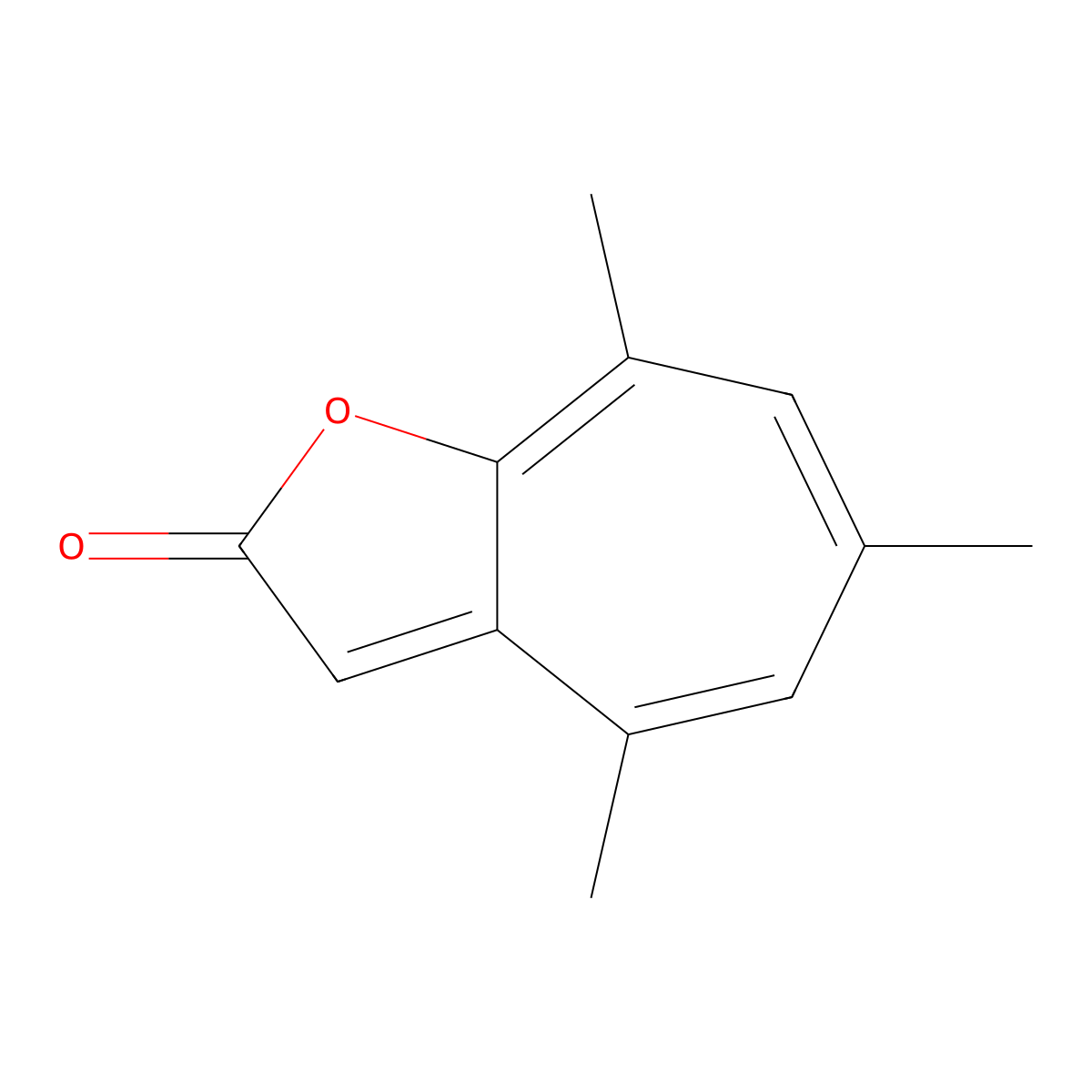 4,6,8-Trimethyl-2H-cyclohepta(b)furan-2-one molecular structure, CAS 60998-66-5
