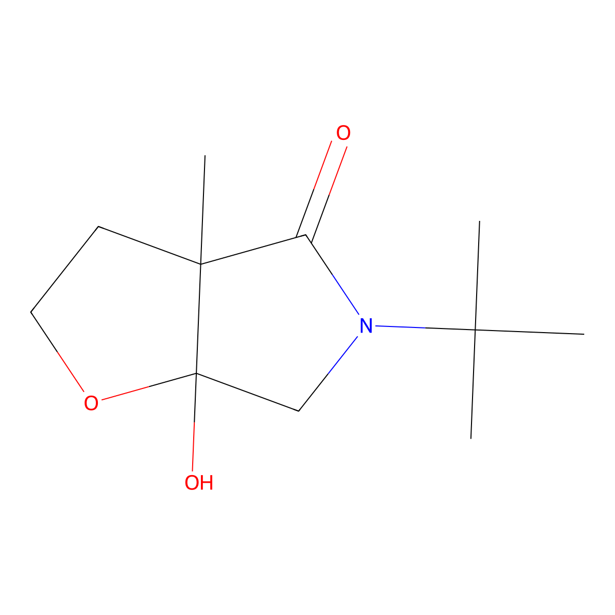 5-tert-Butyl-6a-hydroxy-3a-methyl-hexahydro-furo[2,3-c]pyrrol-4-one molecular structure, CAS 60999-30-6