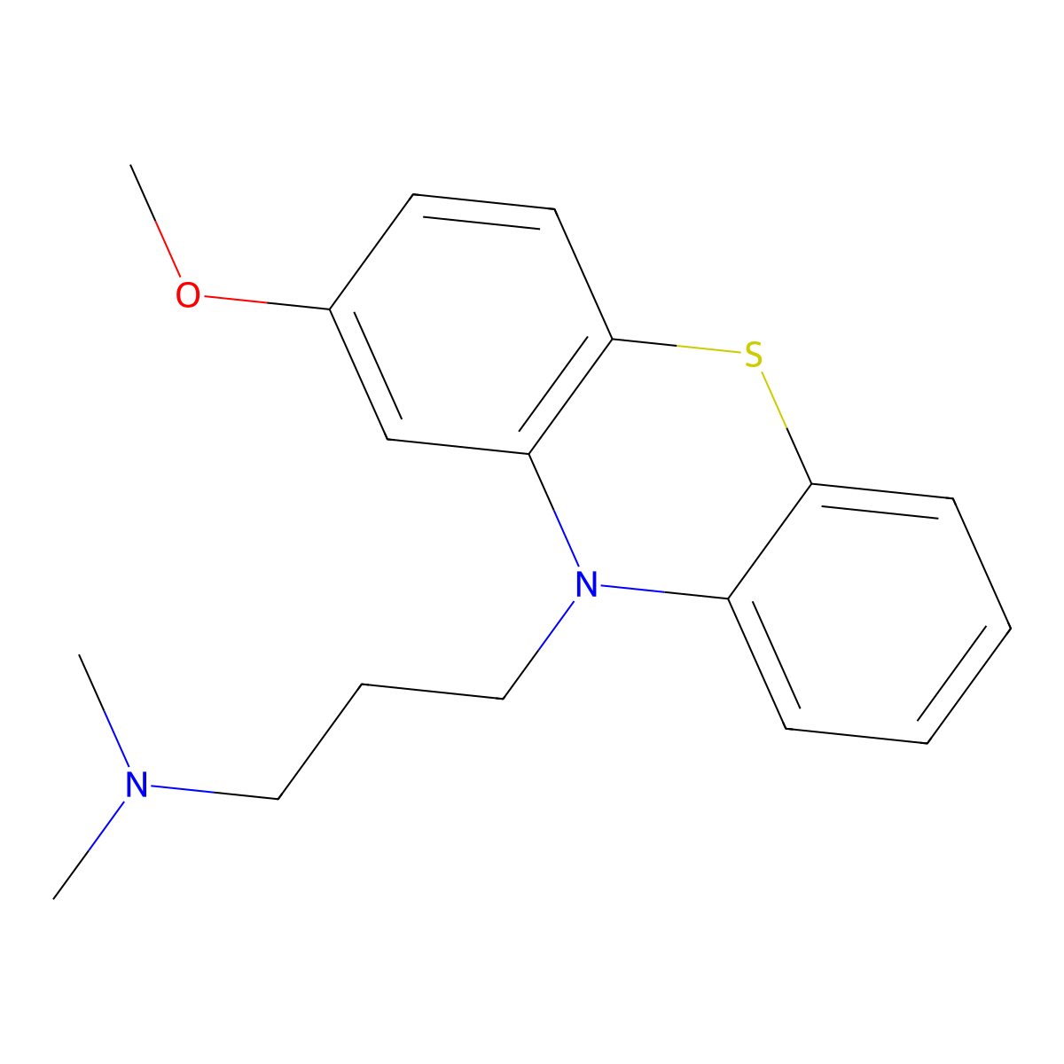 2-Methoxy-N,N-dimethyl-10H-phenothiazine-10-propanamine molecular structure, CAS 61-01-8