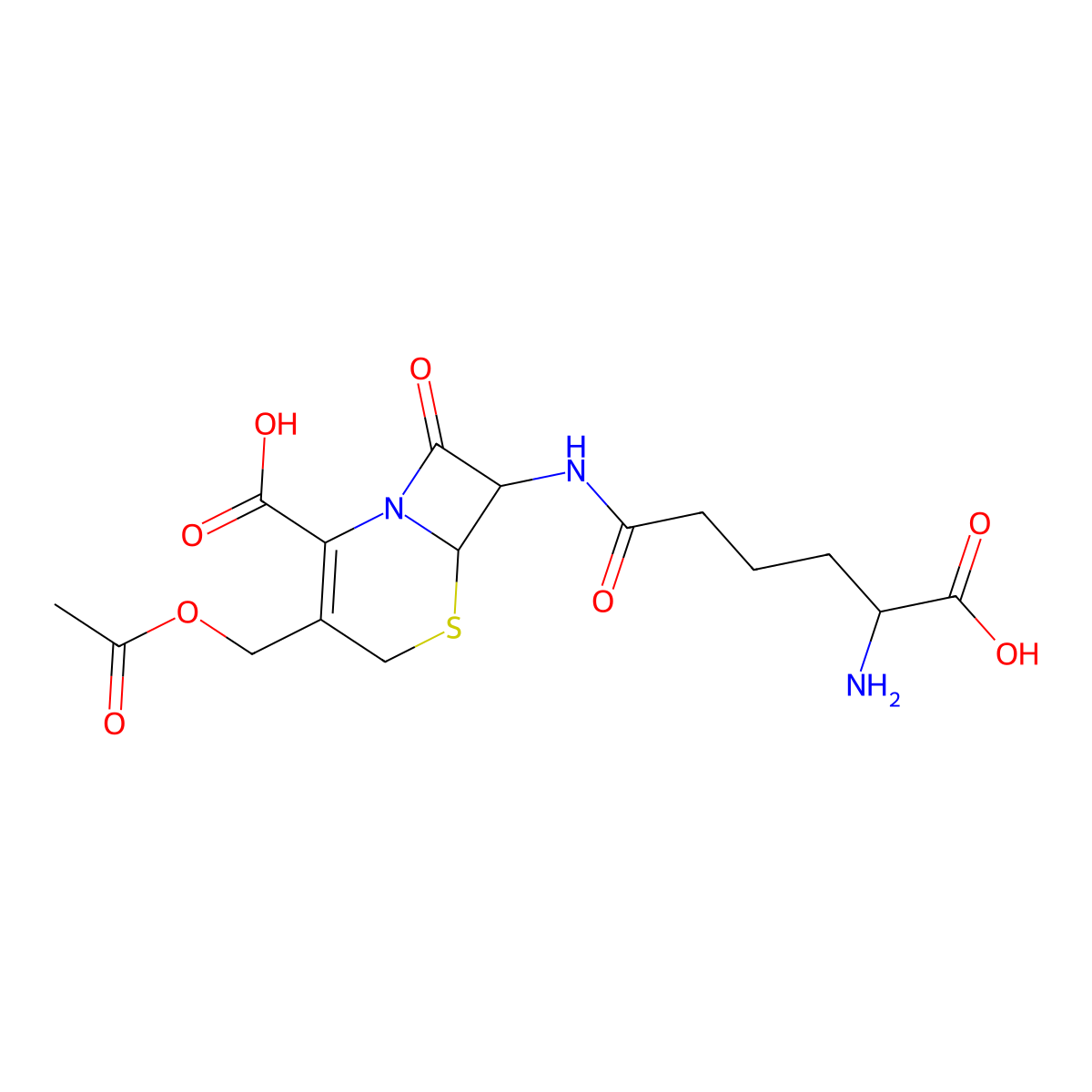 Cephalosporin C molecular structure, CAS 61-24-5
