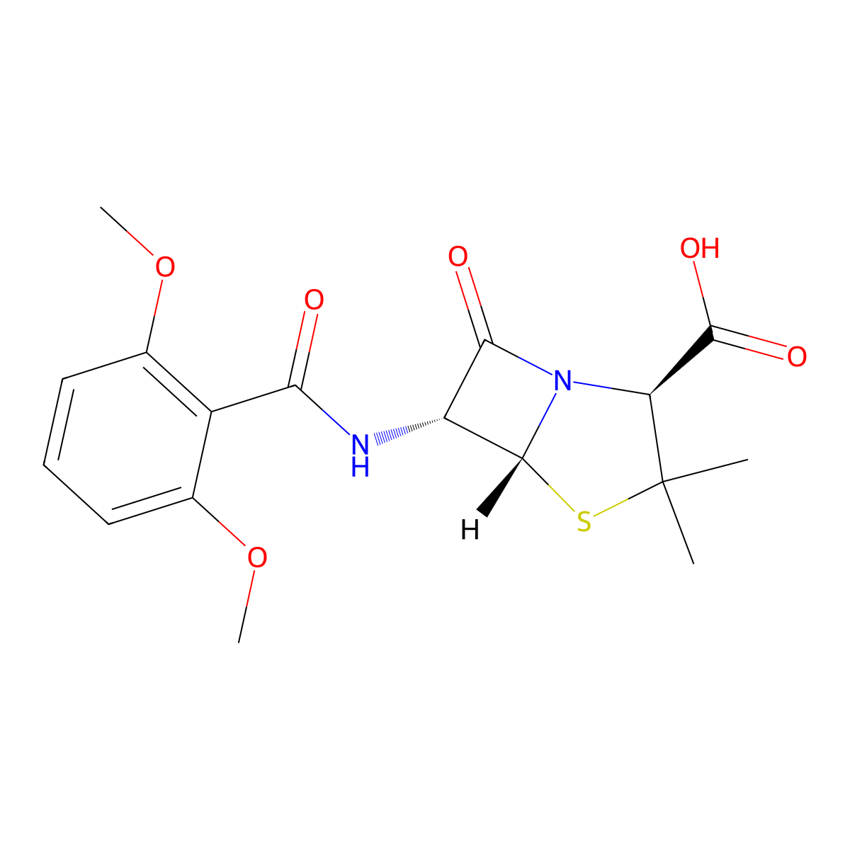 Methicillin molecular structure, CAS 61-32-5
