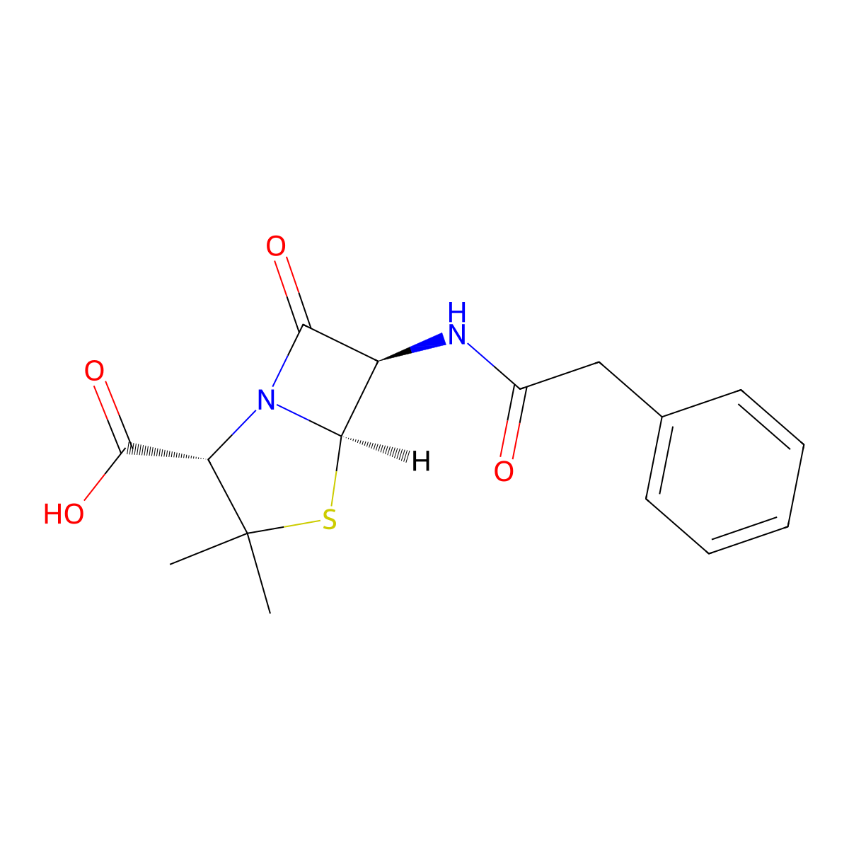 Penicillin G molecular structure, CAS 61-33-6