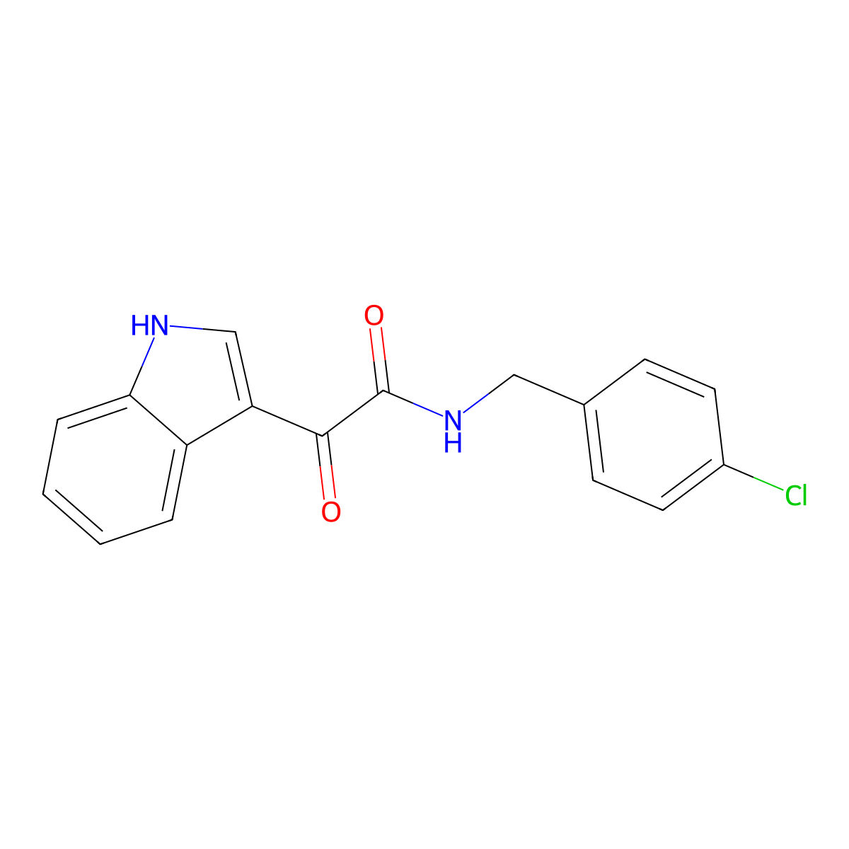 N-(4-chlorobenzyl)-2-(1H-indol-3-yl)-2-oxoacetamide molecular structure, CAS 61-38-1