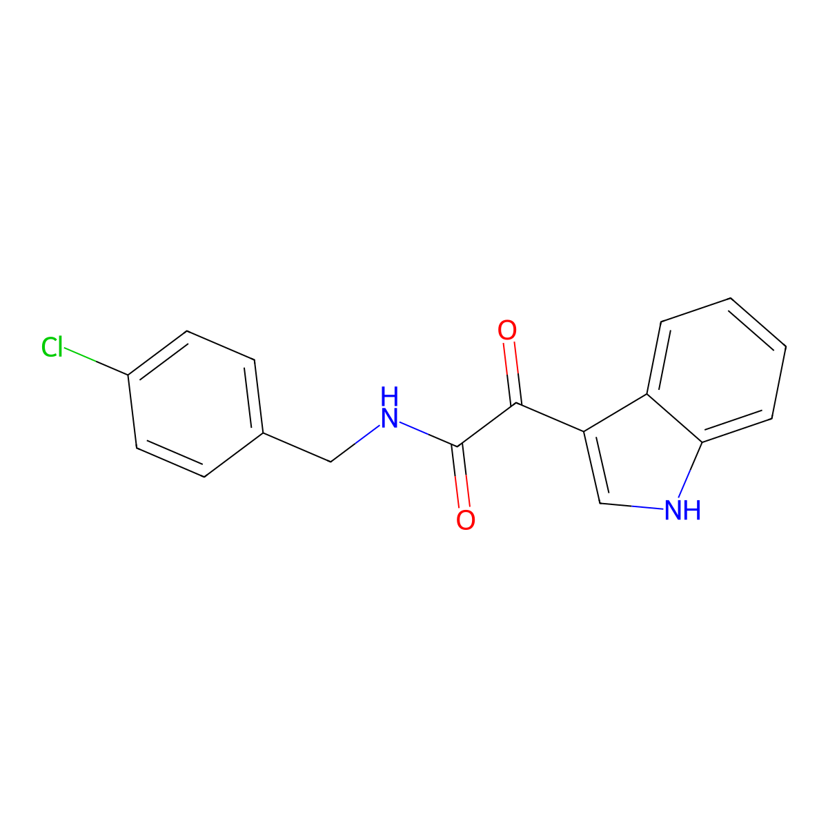 N-(4-chlorobenzyl)-2-(1H-indol-3-yl)-2-oxoacetamide molecular structure, CAS 61-38-1