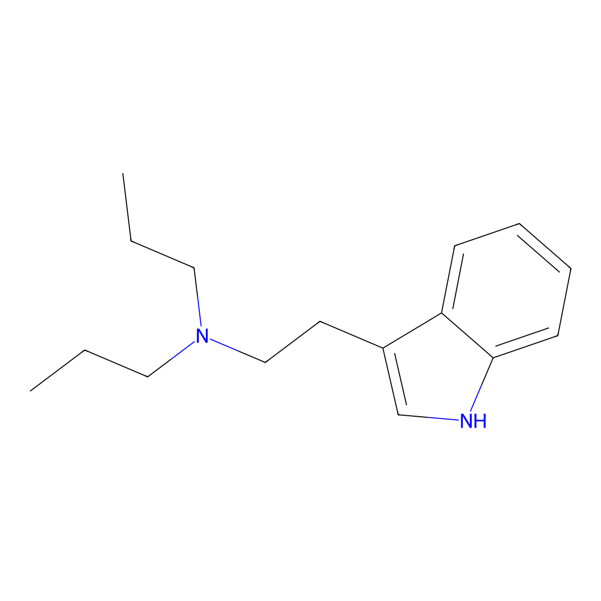 N,N-Dipropyltryptamine molecular structure, CAS 61-52-9