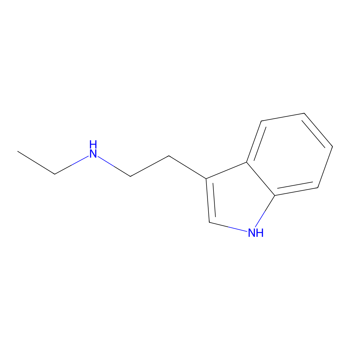 N-Ethyltryptamine molecular structure, CAS 61-53-0