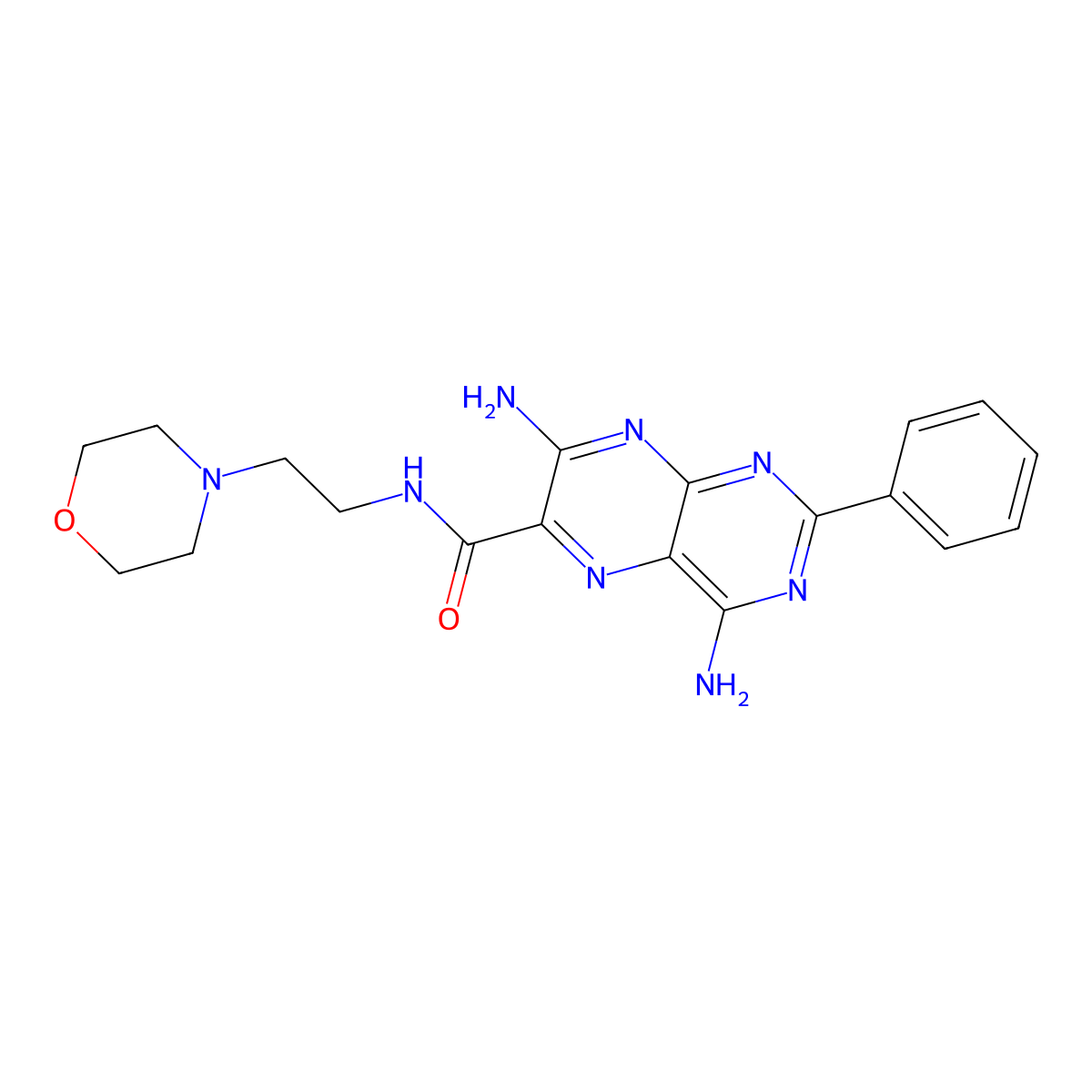 4,7-Diamino-N-(2-(4-morpholinyl)ethyl)-2-phenyl-6-pteridinecarboxamide molecular structure, CAS 61-69-8