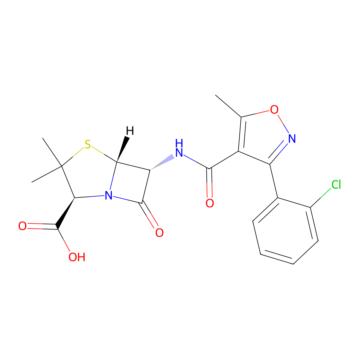 Cloxacillin molecular structure, CAS 61-72-3