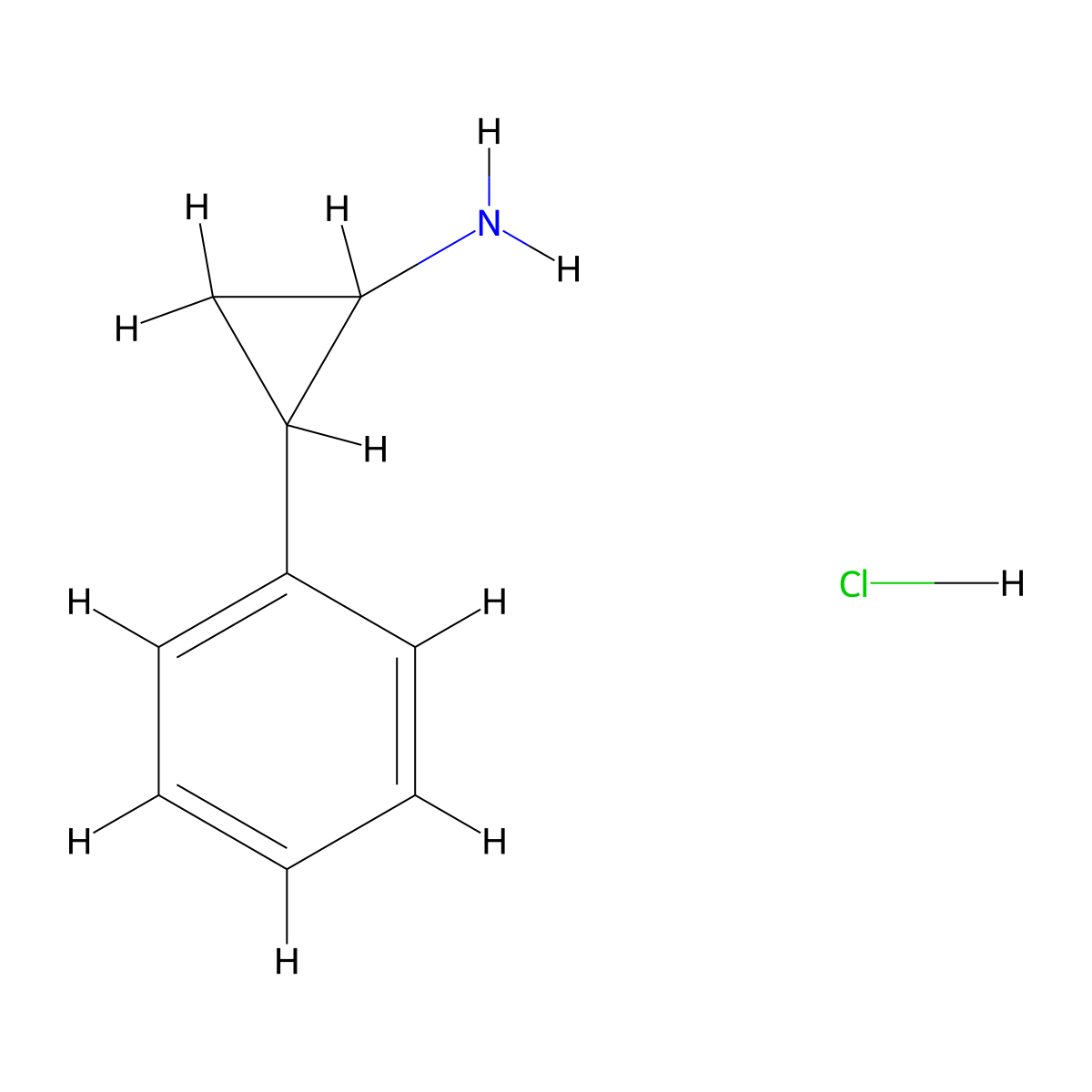 2-Phenylcyclopropanamine hydrochloride molecular structure, CAS 61-81-4