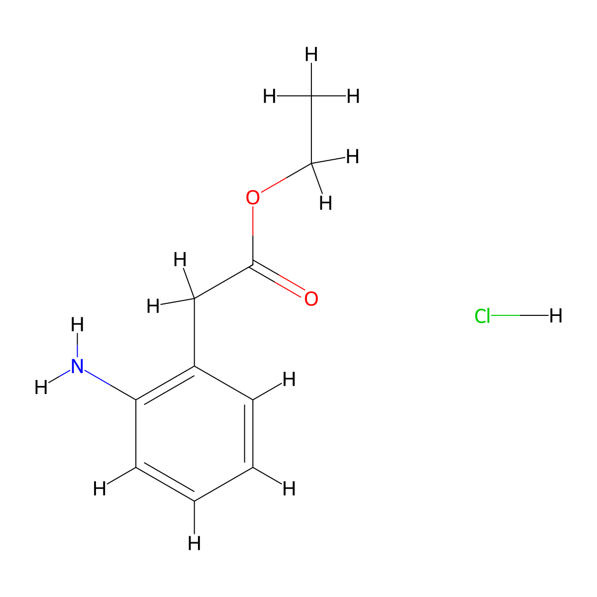 Ethyl 2-(2-aminophenyl)acetate hydrochloride molecular structure, CAS 61-88-1