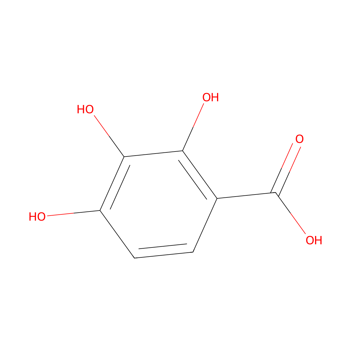 2,3,4-Trihydroxybenzoic Acid molecular structure, CAS 610-02-6