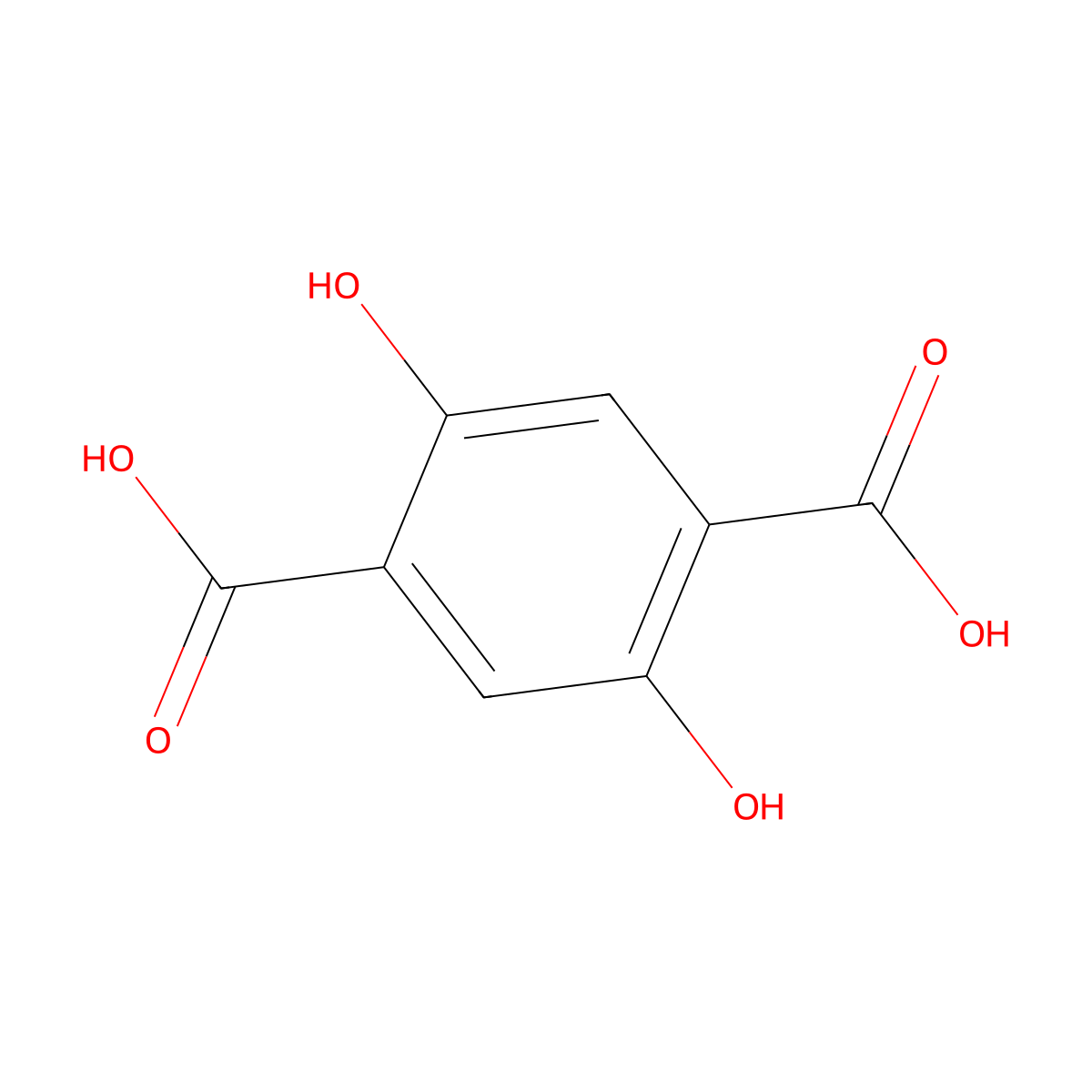 2,5-Dihydroxyterephthalic acid molecular structure, CAS 610-92-4