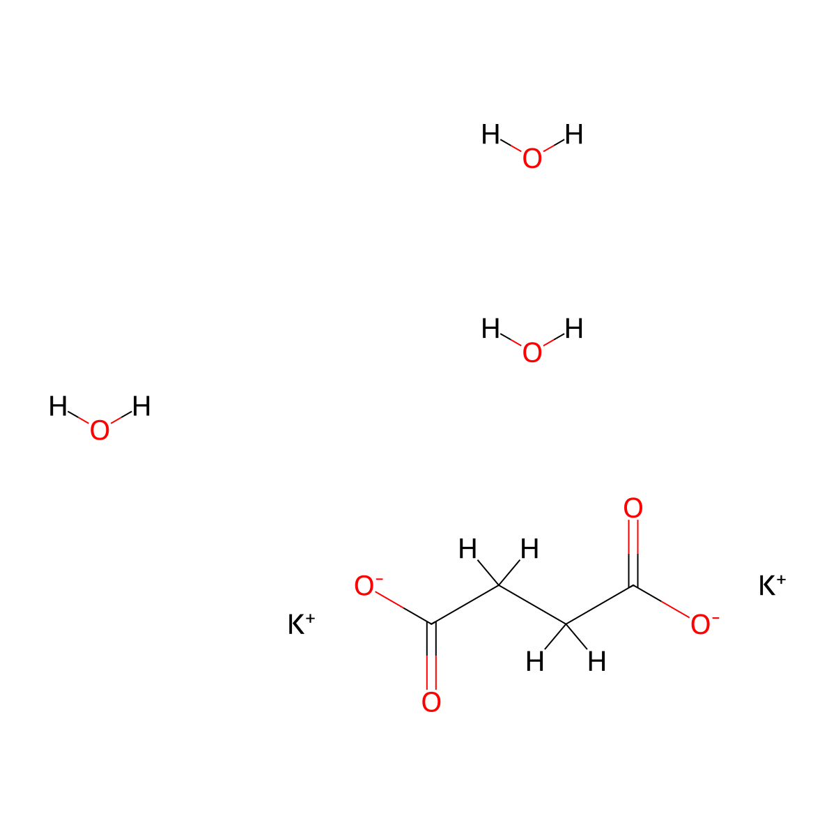 Dipotassium succinate trihydrate molecular structure, CAS 6100-18-1