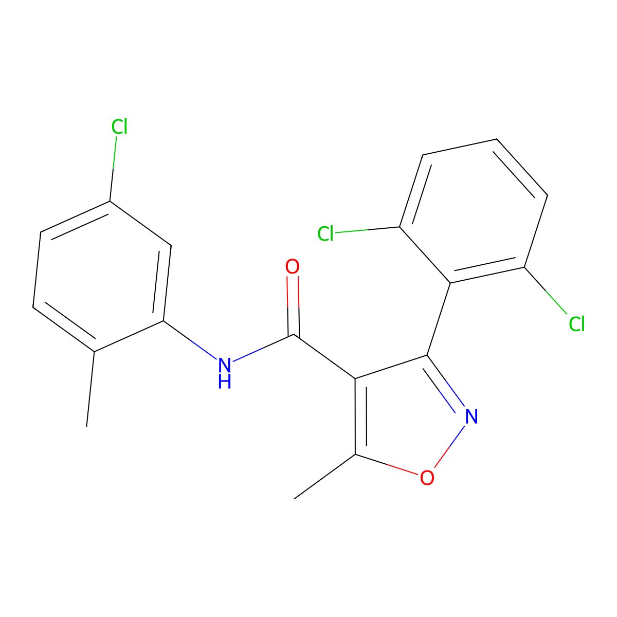N-(5-chloro-2-methylphenyl)-3-(2,6-dichlorophenyl)-5-methyl-1,2-oxazole-4-carboxamide molecular structure, CAS 6100-47-6