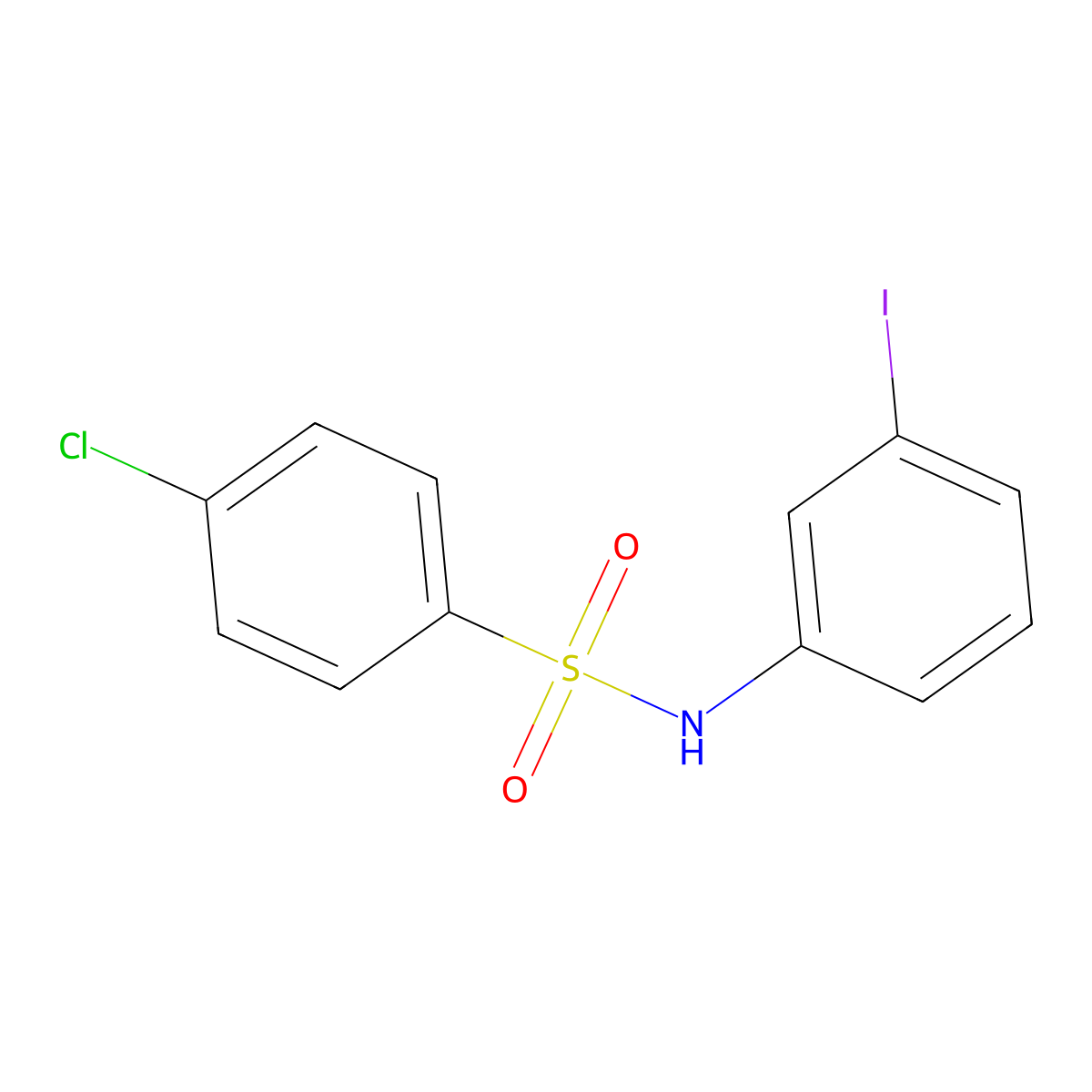 4-chloro-N-(3-iodophenyl)benzenesulfonamide molecular structure, CAS 6100-50-1