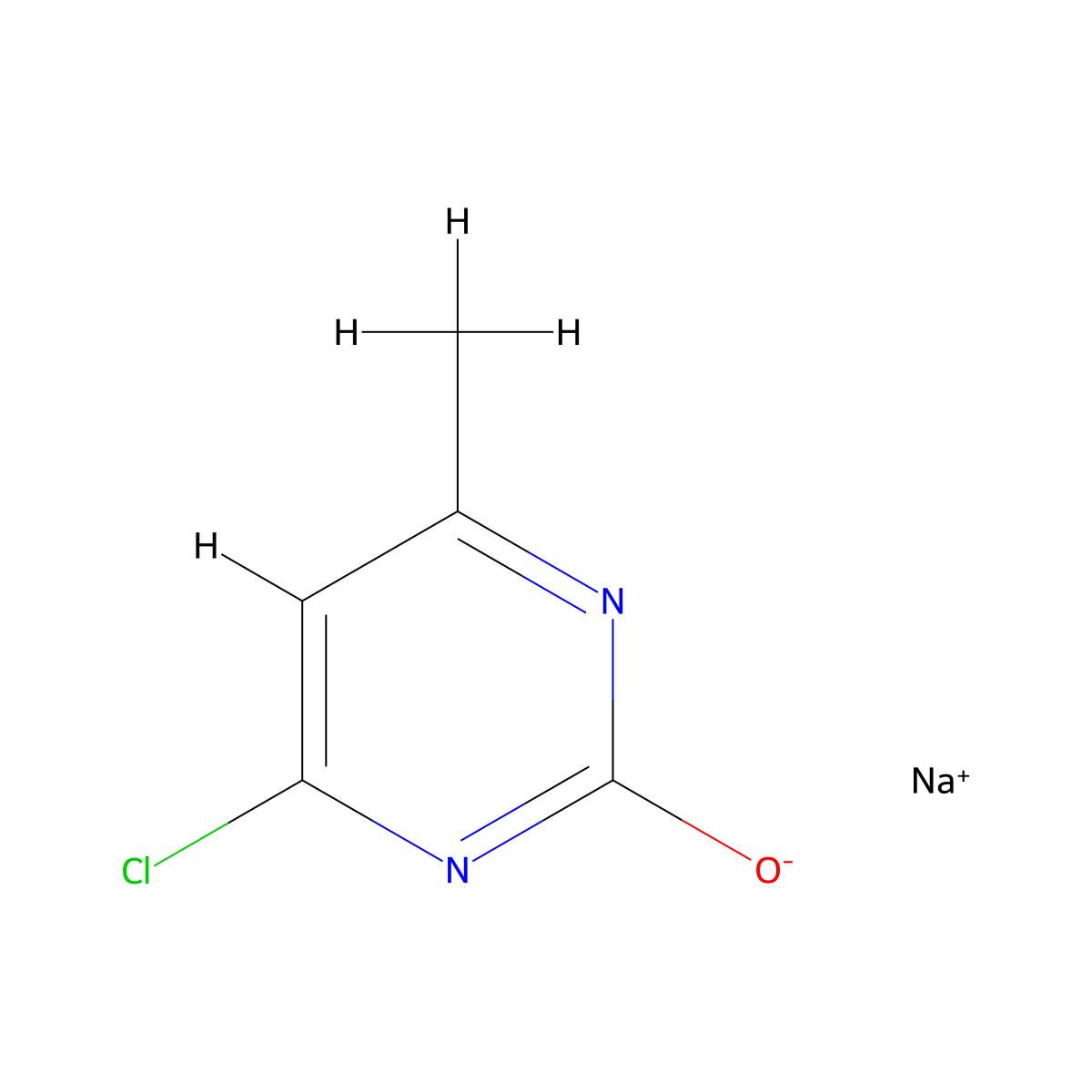 Sodium 4-chloro-6-methylpyrimidin-2-olate molecular structure, CAS 61000-84-8