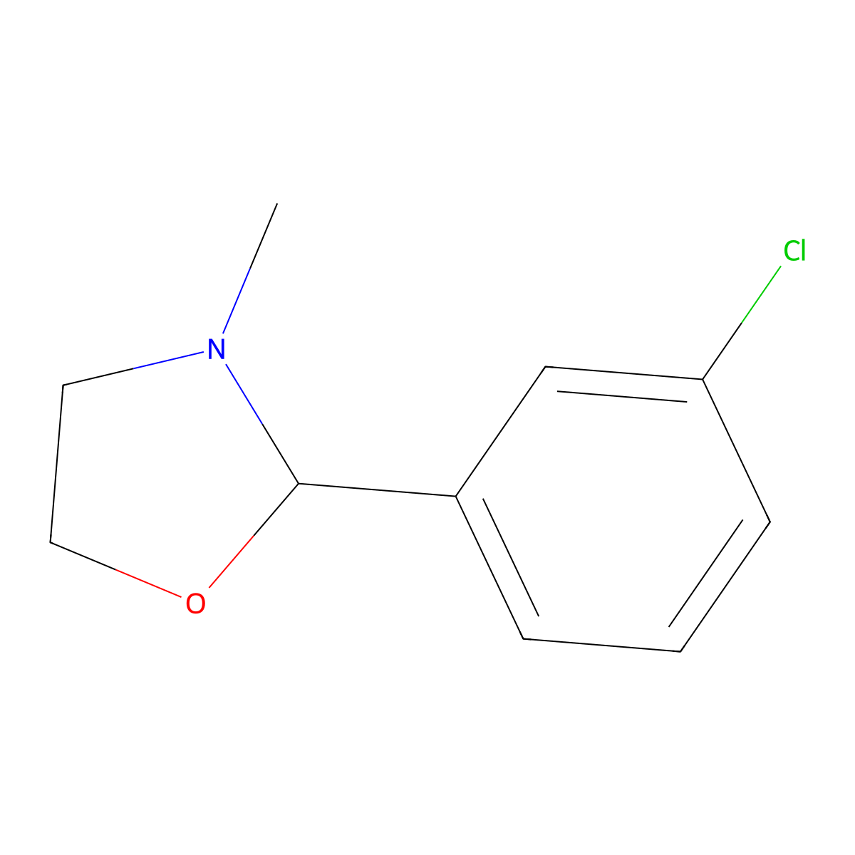 2-(3-Chlorophenyl)-3-methyl-1,3-oxazolidine molecular structure, CAS 61004-95-3