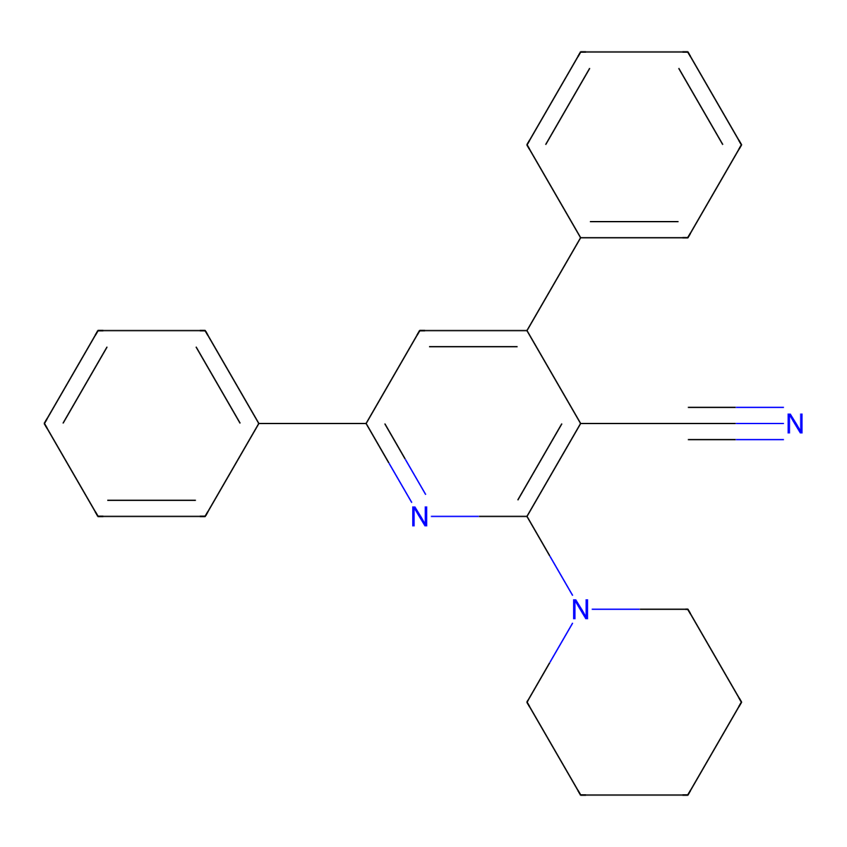 4,6-Diphenyl-2-(piperidin-1-yl)pyridine-3-carbonitrile molecular structure, CAS 61006-40-4