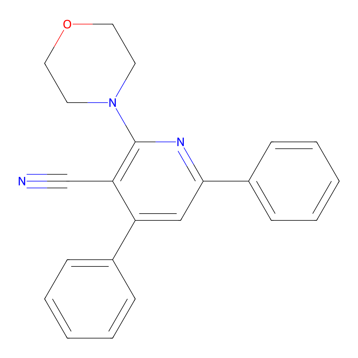 2-Morpholin-4-yl-4,6-diphenylpyridine-3-carbonitrile molecular structure, CAS 61006-43-7