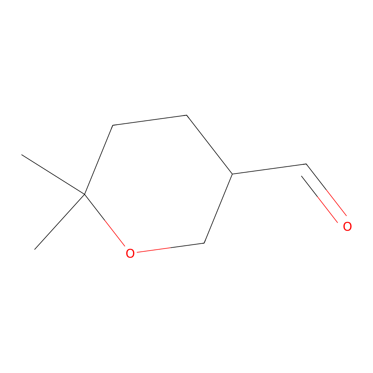 6,6-dimethyltetrahydro-2H-pyran-3-carbaldehyde molecular structure, CAS 61007-06-5