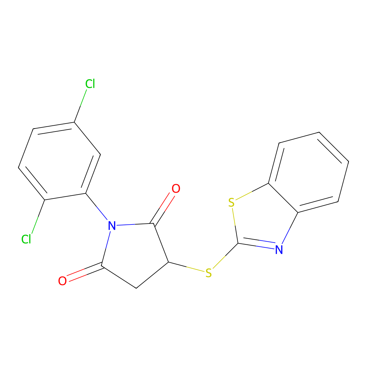 3-(1,3-Benzothiazol-2-ylsulfanyl)-1-(2,5-dichlorophenyl)-2,5-pyrrolidinedione molecular structure, CAS 6101-00-4