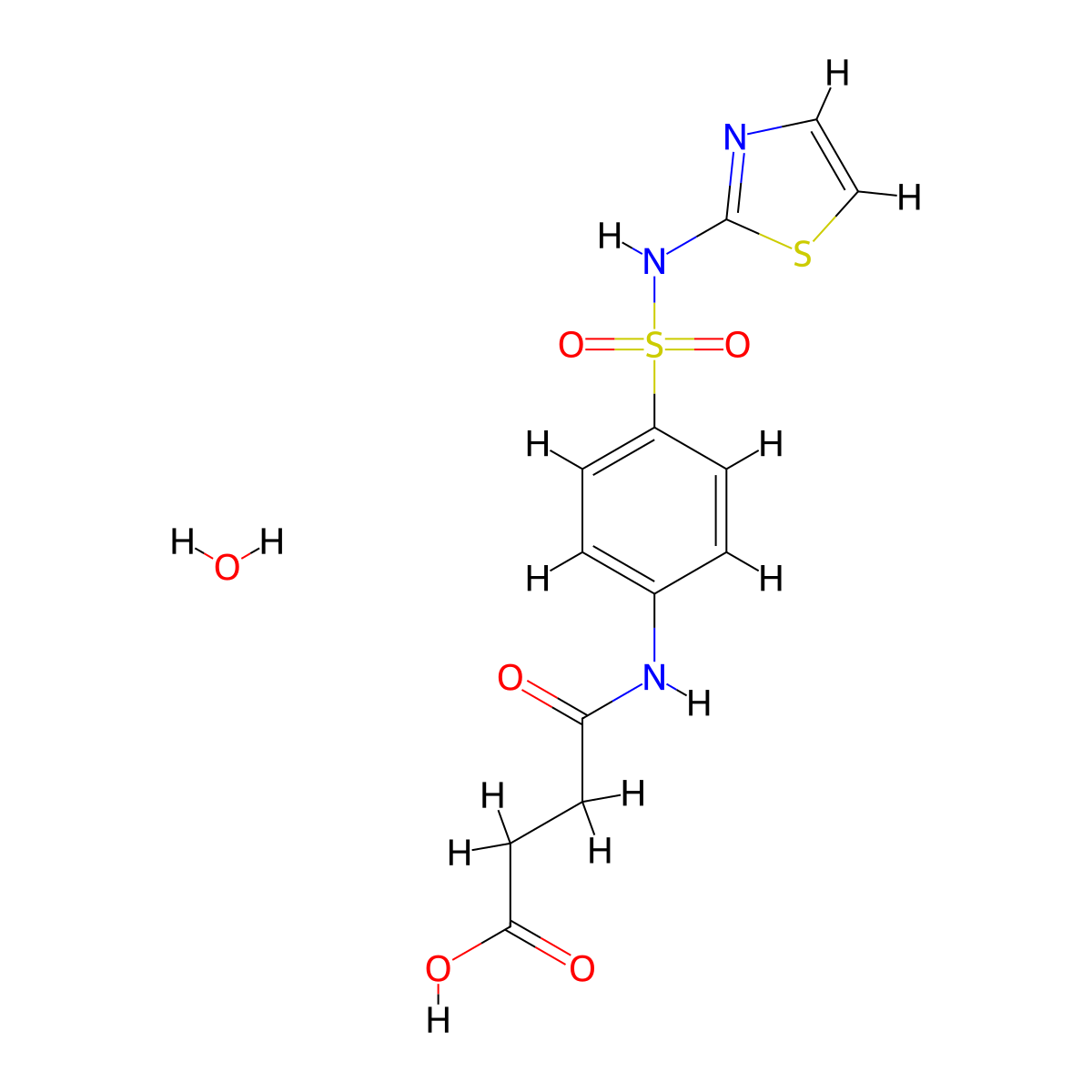 Succinylsulfathiazole monohydrate molecular structure, CAS 6101-17-3