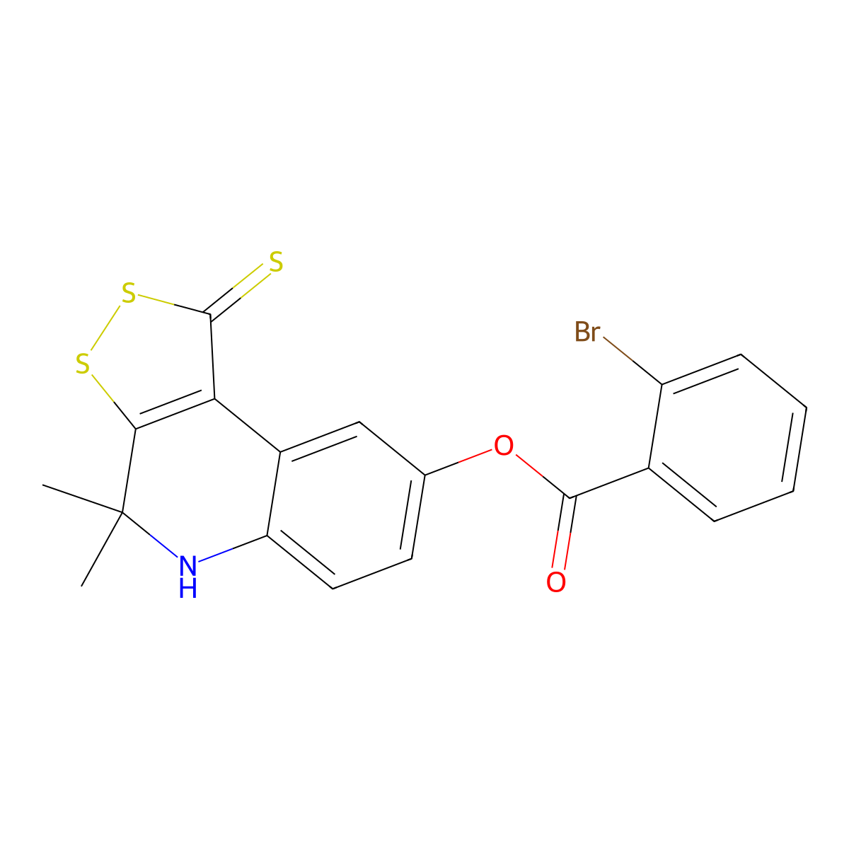 (4,4-dimethyl-1-sulfanylidene-5H-dithiolo[3,4-c]quinolin-8-yl) 2-bromobenzoate molecular structure, CAS 6101-39-9