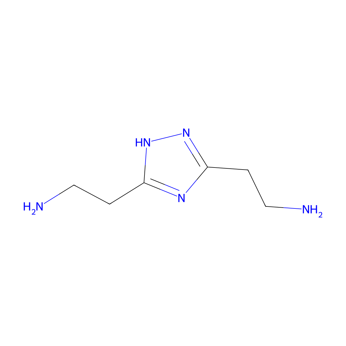 2-[3-(2-aminoethyl)-1H-1,2,4-triazol-5-yl]ethan-1-amine molecular structure, CAS 61012-36-0