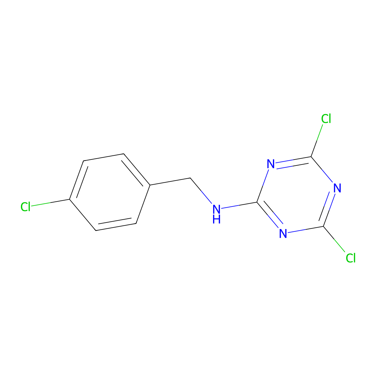 4,6-dichloro-N-[(4-chlorophenyl)methyl]-1,3,5-triazin-2-amine molecular structure, CAS 61018-67-5