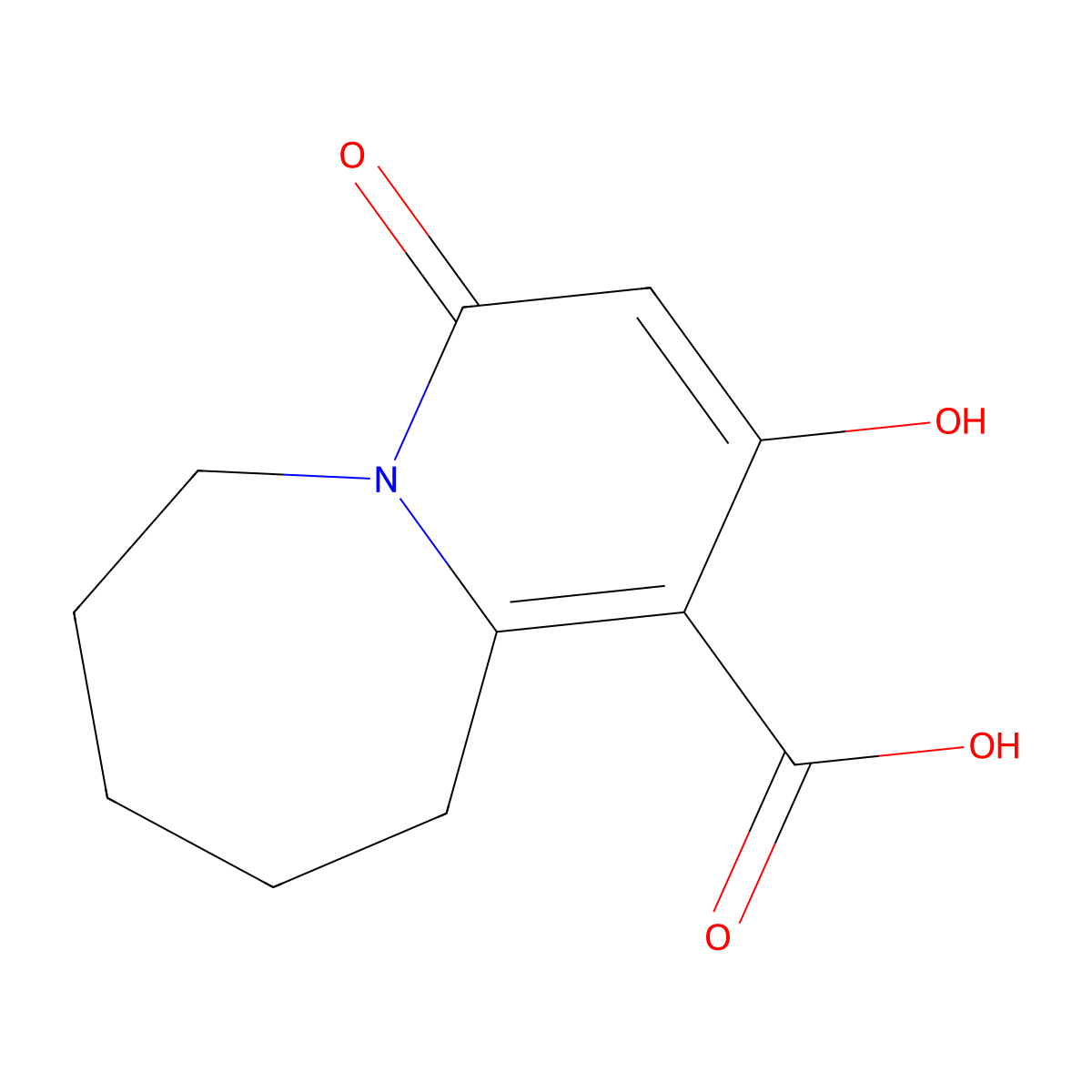 2-Hydroxy-4-oxo-4,6,7,8,9,10-hexahydropyrido[1,2-a]azepine-1-carboxylic acid molecular structure, CAS 61018-89-1