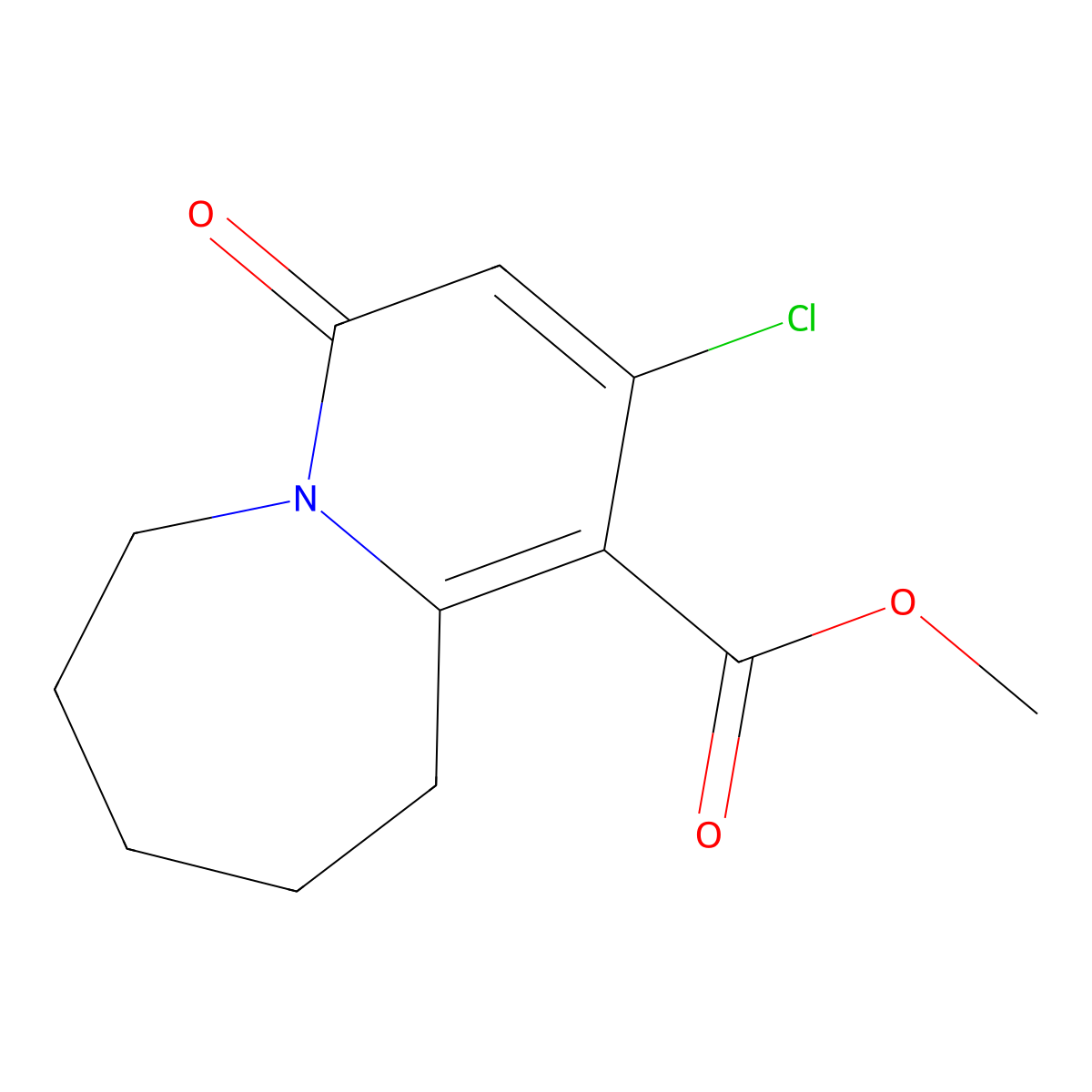 Methyl 2-chloro-4-oxo-4,6,7,8,9,10-hexahydropyrido[1,2-a]azepine-1-carboxylate molecular structure, CAS 61018-94-8