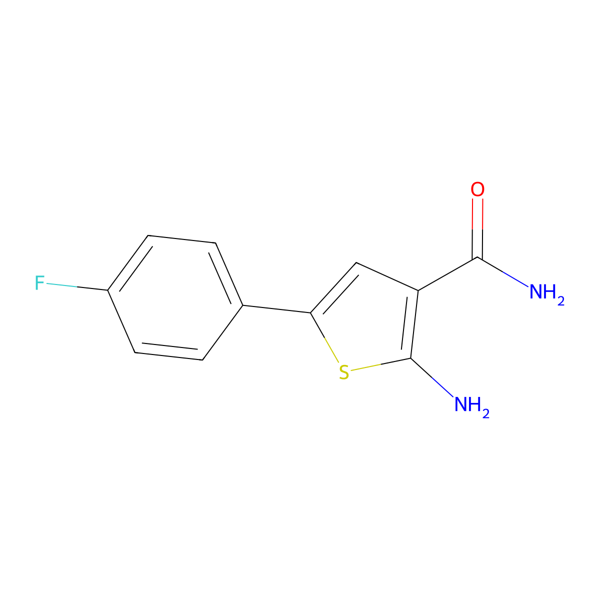 2-Amino-5-(4-fluorophenyl)thiophene-3-carboxamide molecular structure, CAS 61019-14-5