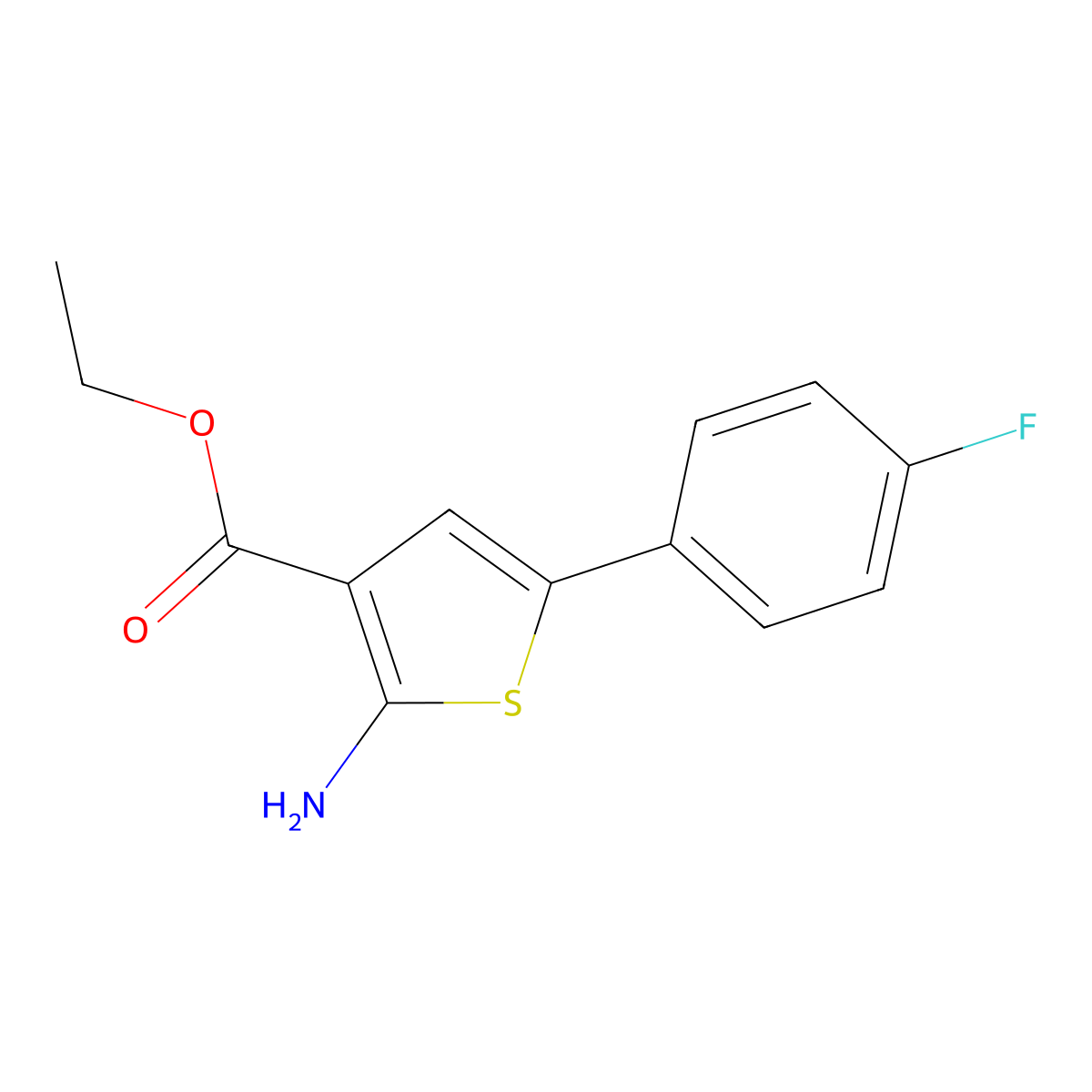 Ethyl 2-amino-5-(4-fluorophenyl)thiophene-3-carboxylate molecular structure, CAS 61019-21-4
