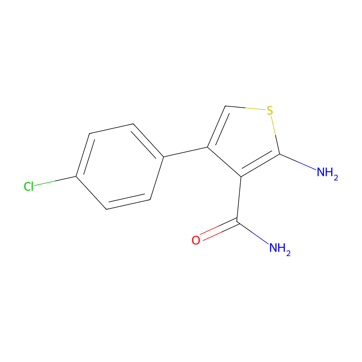 2-Amino-4-(4-chlorophenyl)thiophene-3-carboxamide molecular structure, CAS 61019-23-6