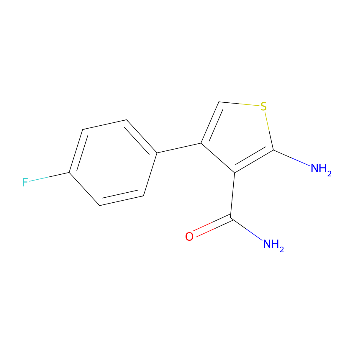 2-Amino-4-(4-fluorophenyl)thiophene-3-carboxamide molecular structure, CAS 61019-24-7