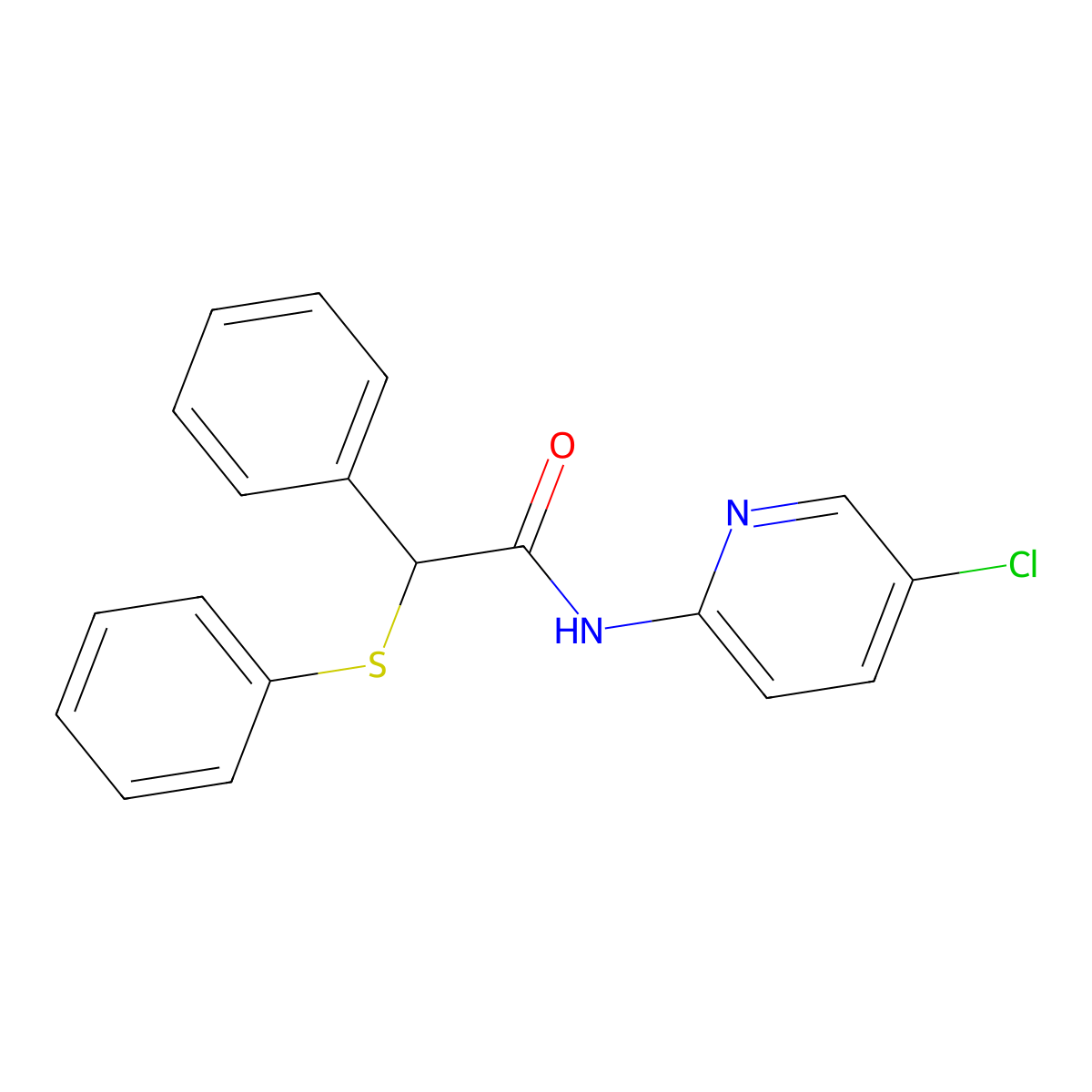 N-(5-Chloropyridin-2-yl)-2-phenyl-2-(phenylsulfanyl)acetamide molecular structure, CAS 6102-00-7